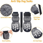 KUTKUT 8Pcs Anti-Slip Dog Socks with Adjustable Straps - Warm Strong Traction Control for Indoor on Hardwood Floor Wear Soft and Comfortable Paw Protector for Medium Large Dogs